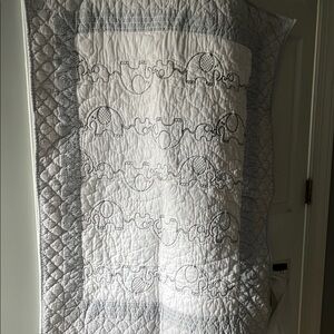 Gray and White Quilted Crib Blanket Set